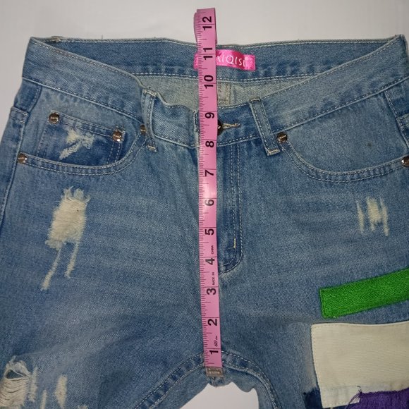 MIQISI PATCHWORK DISTRESSED DENIM JEANS - Picture 11 of 12